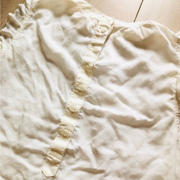 Anthropologie Cloth & Stone Cotton Ruffled Mock Neck Sleeveless Top in Off White - Picture 6 of 9